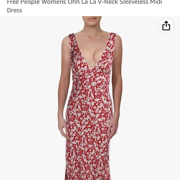 Free People Red and White Floral Midi Dress - Picture 3 of 16